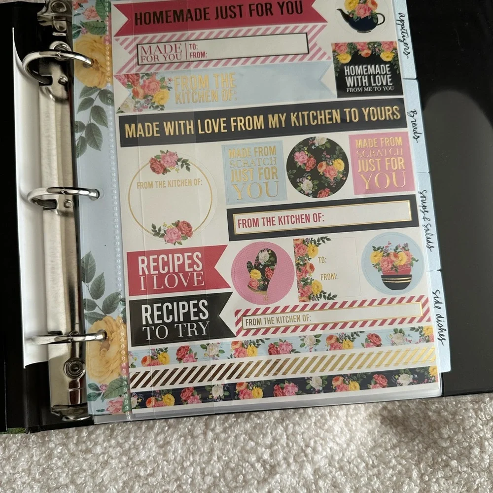 Black and White Striped Recipe Organizer - Recipes